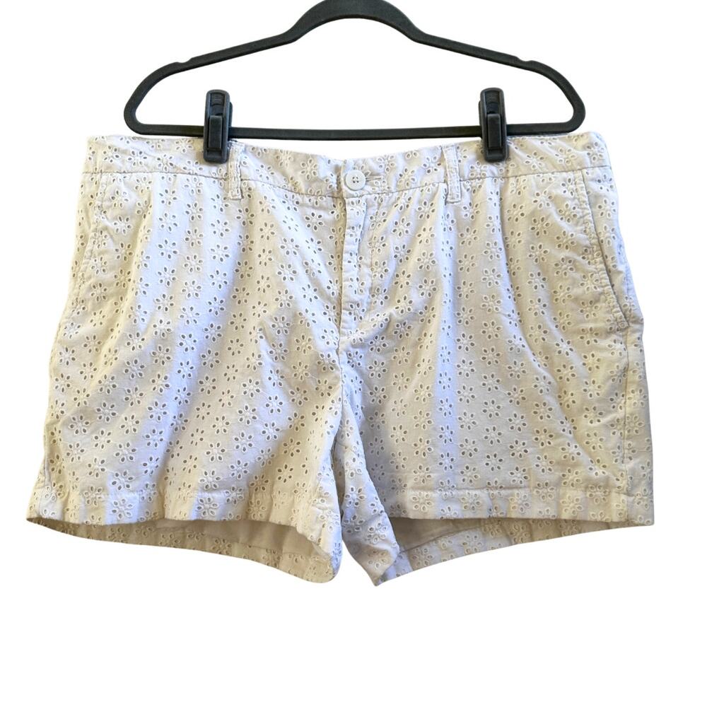 Faded Glory White Cotton Floral Eyelet Lined Shorts Size 18
